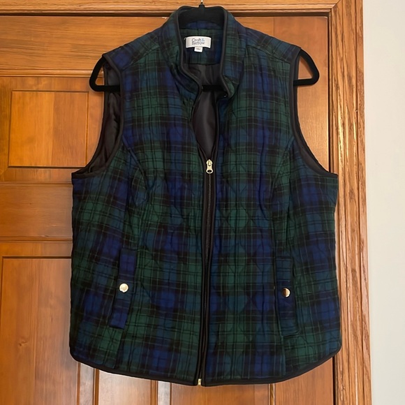 CROFT & BARROW blue green plaid vest - Picture 1 of 6